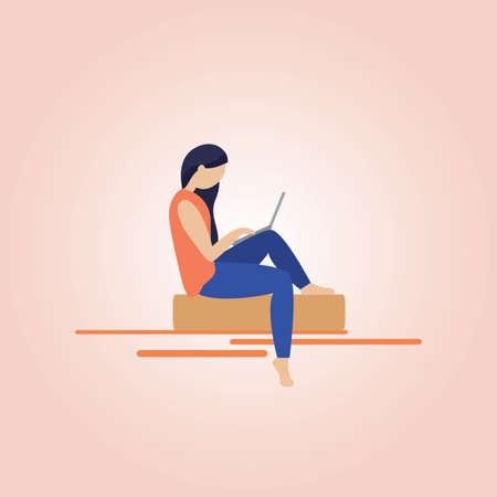 Woman working in home. Home office - Vectorのイラスト素材