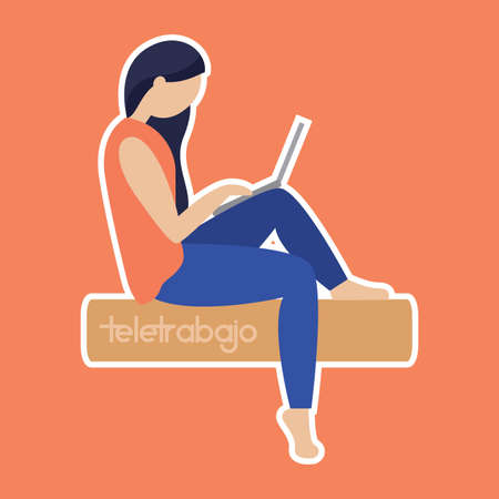 Woman working in home. Home office - Vectorのイラスト素材