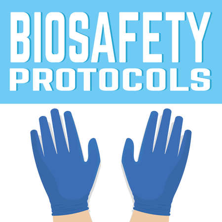 Disposables gloves. Coronavirus prevention. Biosafety protocols posterのイラスト素材