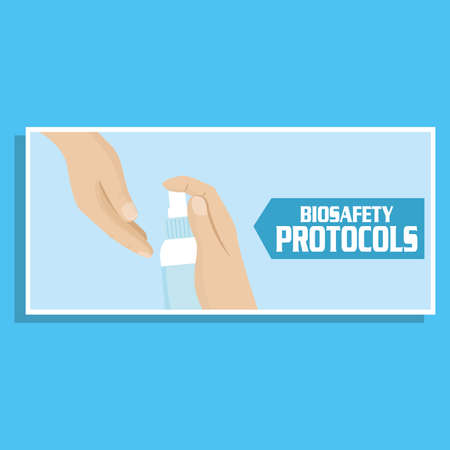 Hand disinfection. Coronavirus prevention. Biosafety protocols poster - Vectorのイラスト素材