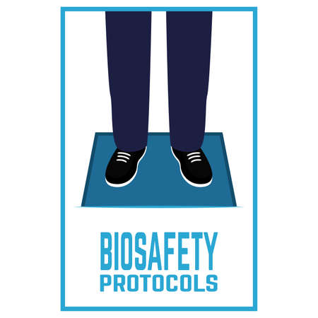 Using disinfection mat. coronavirus prevention. Biosafety protocols poster - Vectorのイラスト素材