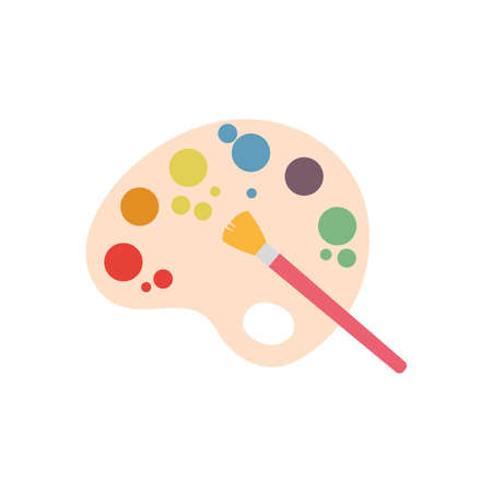 Isolated paint palette icon with a paintbrush - Vector illustrationのイラスト素材