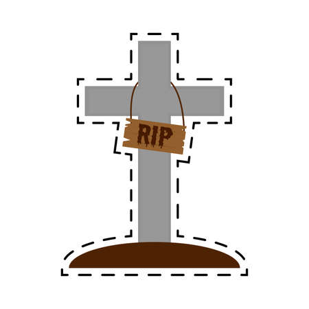 Isolated tomb halloween october scary icon sticker- Vectorのイラスト素材