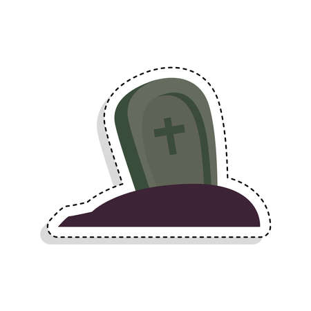 Sticker of a scary tombstone icon. Halloween season icon - Vectorのイラスト素材