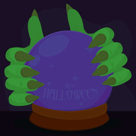 Crystal ball halloween poster october decoration icon- Vectorのイラスト素材