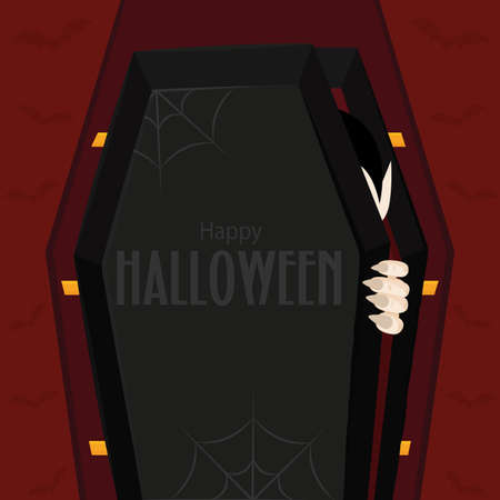 Coffin halloween poster october decoration icon- Vectorのイラスト素材