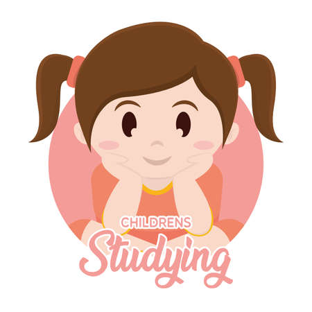 Isolated daughter childrens studying school icon - Vectorのイラスト素材