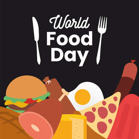 World food day poster. Fast food - Vectorのイラスト素材