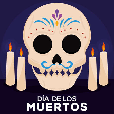 Dia de los muertos poster with a mexican skull - Vectorのイラスト素材