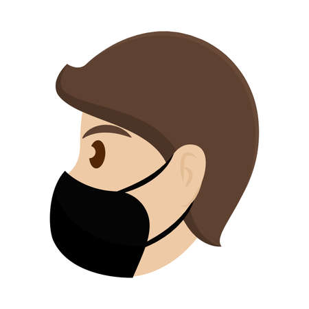 Isolated man with mask coronovirus protection- Vectorのイラスト素材