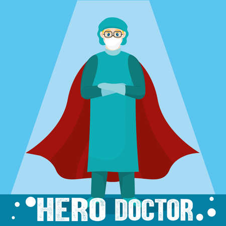 Medical icu hero doctor with cape blue - Vectorのイラスト素材
