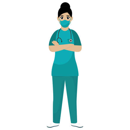 Isolated woman Surgeon hero doctor white icon - Vectorのイラスト素材