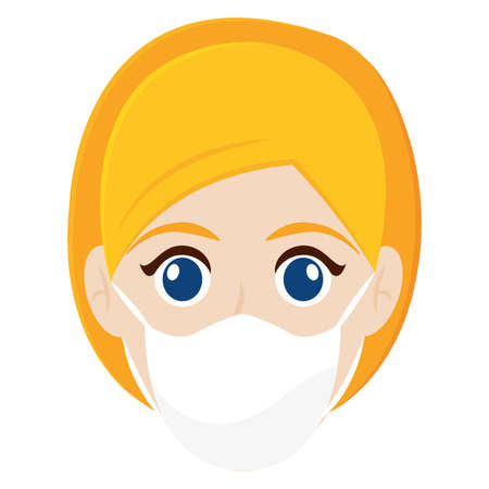 Isolated head woman Medical Doctor hero white icon - Vectorのイラスト素材