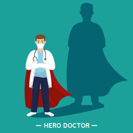 Medical doctor heroe green with cape poster - Vectorのイラスト素材