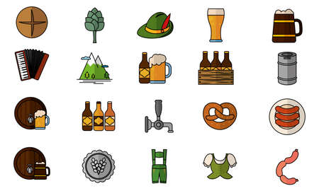 Isolated set group objects october fest icons- Vectorのイラスト素材