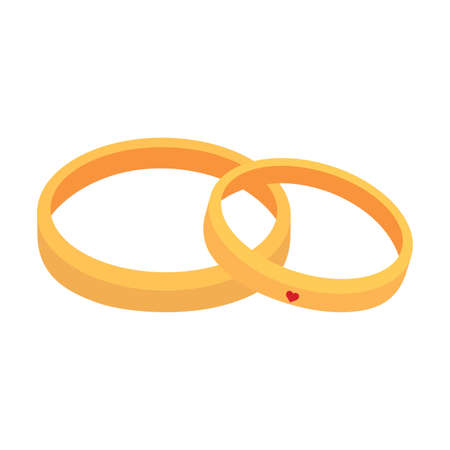 Isolated romantic rings golden love icon- Vectorのイラスト素材