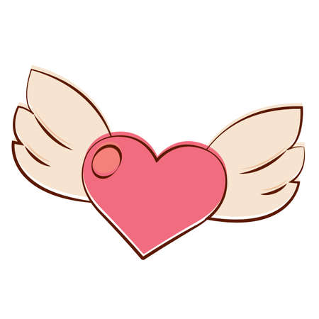 Isolated romantic hearth with wings pink love icon- Vectorのイラスト素材