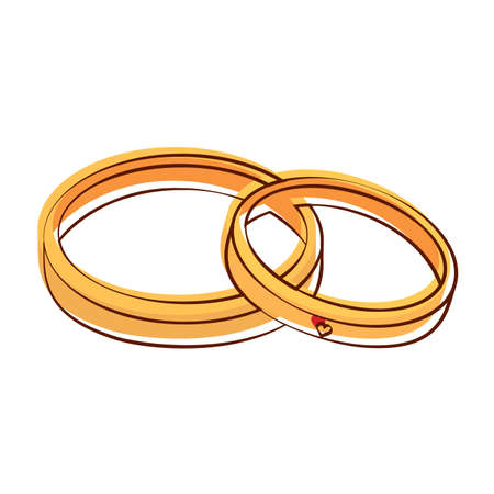 Isolated romantic rings golden love icon- Vectorのイラスト素材