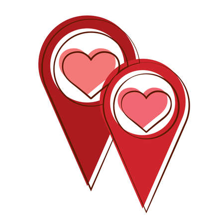 Isolated romantic heart location red love icon- Vectorのイラスト素材