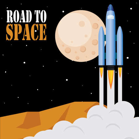 Space rocket take off in Mars road to sapace poster - Vectorのイラスト素材