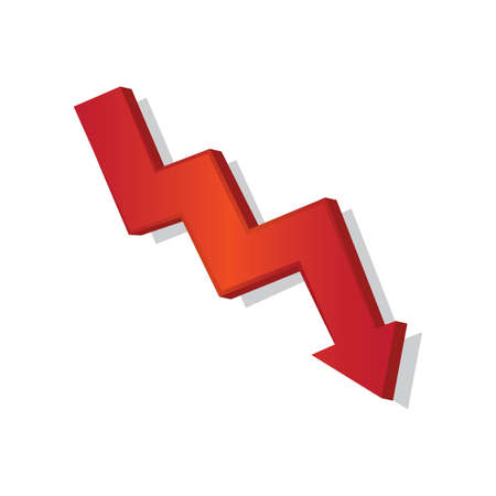 Isolated down symbol red in white background financial icon- Vectorのイラスト素材
