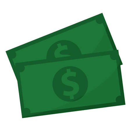 Isolated dollar ticket green in white background financial icon- Vectorのイラスト素材