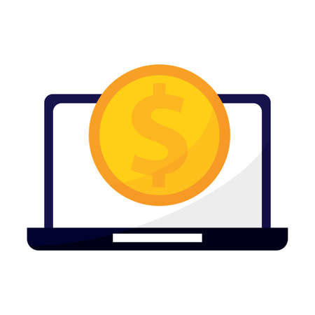 Isolated virtual money in white background financial icon- Vectorのイラスト素材
