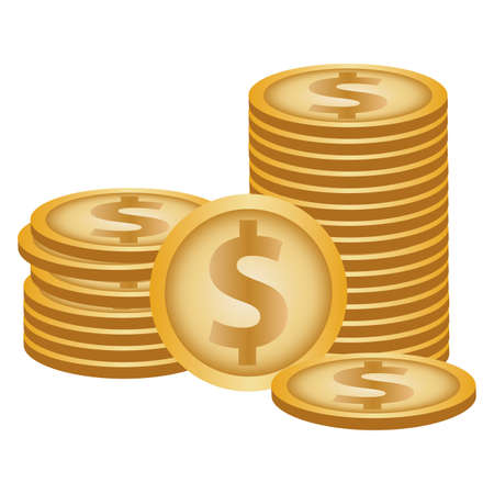 Isolated dollar coins gold in white background financial icon- Vectorのイラスト素材