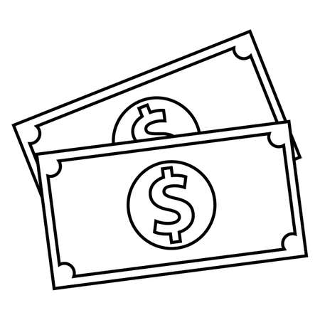 Isolated dollar ticket draw in white background financial icon- Vectorのイラスト素材