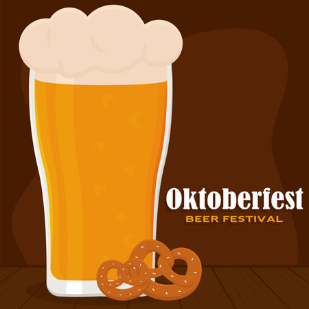 Beer party oktoberfest full color poster icon- Vectorのイラスト素材