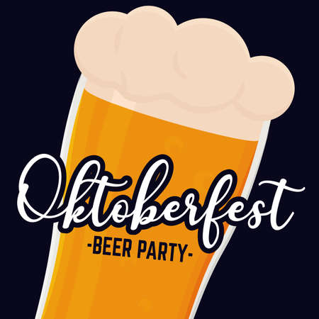Beer party oktoberfest backgorund blue full color poster icon- Vectorのイラスト素材