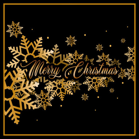 Happy merry christmas luxury card. Golden snowflakes - Vectorのイラスト素材