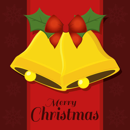 Merry christmas card. Bells with holly - Vectorのイラスト素材