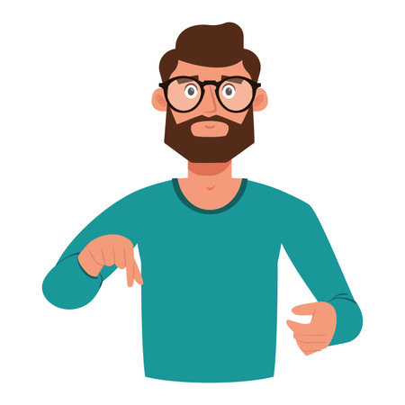 Isolated man with glasses hygge style icon - Vectorのイラスト素材