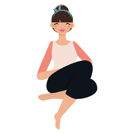Isolated girl black head hygge style icon - Vectorのイラスト素材