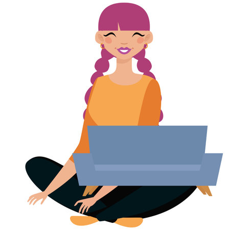 Isolated girl black head hygge style icon - Vectorのイラスト素材