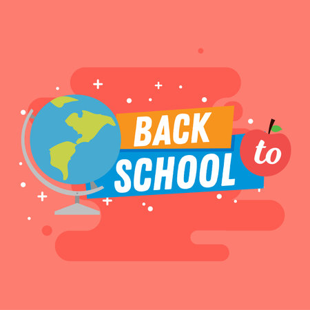 World map Back to school student picture - Vectorのイラスト素材