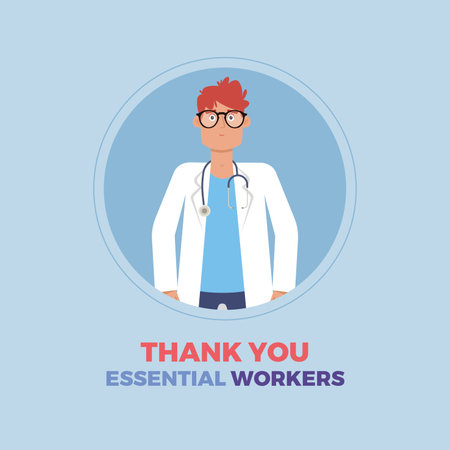 Medical man blue thanks essential workers - Vectorのイラスト素材