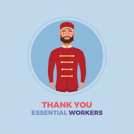 Assist blue thanks essential workers - Vectorのイラスト素材