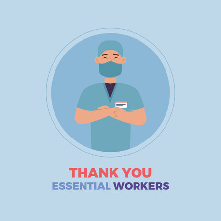 Medical blue thanks essential workers - Vectorのイラスト素材