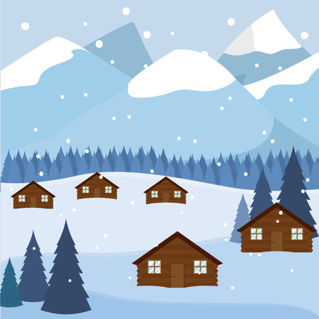 Winter landscape background. Natural scenery - Vector illustrationのイラスト素材