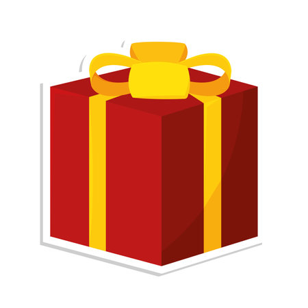 Isolated red gift box. Christmas gift - Vectorのイラスト素材