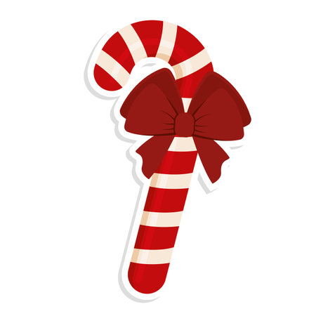 Isolated christmas cane with a red ribbon - Vectorのイラスト素材