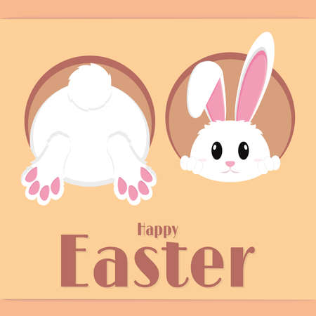 Cute bunny cartoon. Happy easter poster - Vector illustrationのイラスト素材