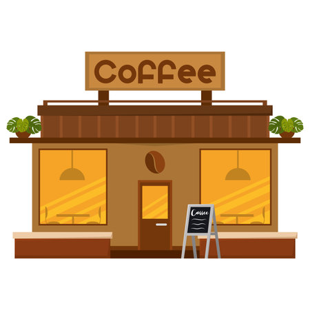 Isolated coffee shop building. Building icon - Vectorのイラスト素材