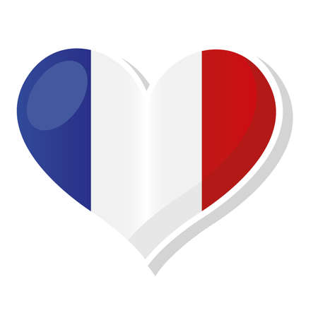 Flag of France in heart shaped - Vector illustrationのイラスト素材