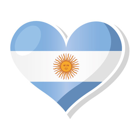Flag of Argentina in heart shaped - Vector illustrationのイラスト素材