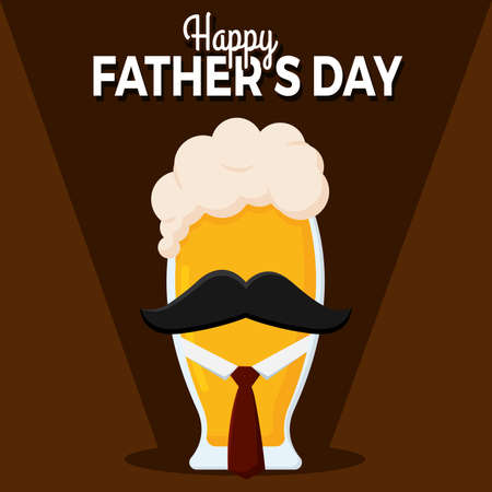 Isolated beer glass with a mustache Father dayのイラスト素材