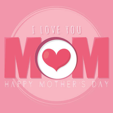 Mother day poster with text and a heart shape Vectorのイラスト素材