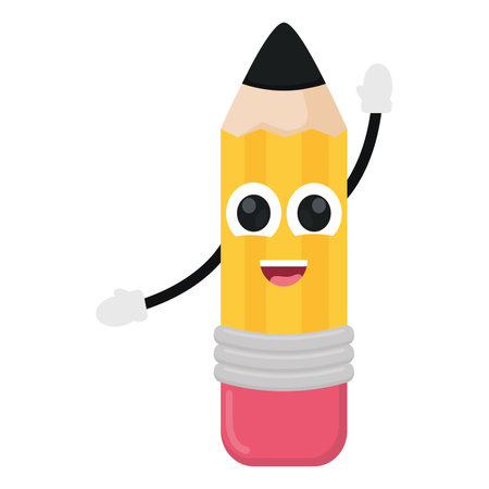 Isolated happy pencil cartoon Back to school Vector illustrationのイラスト素材